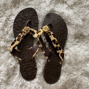 Tory Burch sandals with cheetah print strap